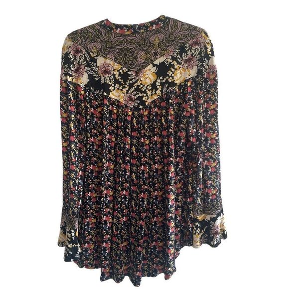 Free People Wildflower Fields Floral Boho Long Sleeve Tunic Top Women’s Medium - Picture 6 of 6